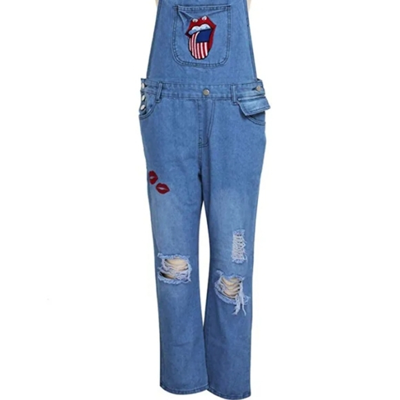 Denim Patch Denim Overalls - Picture 6 of 9